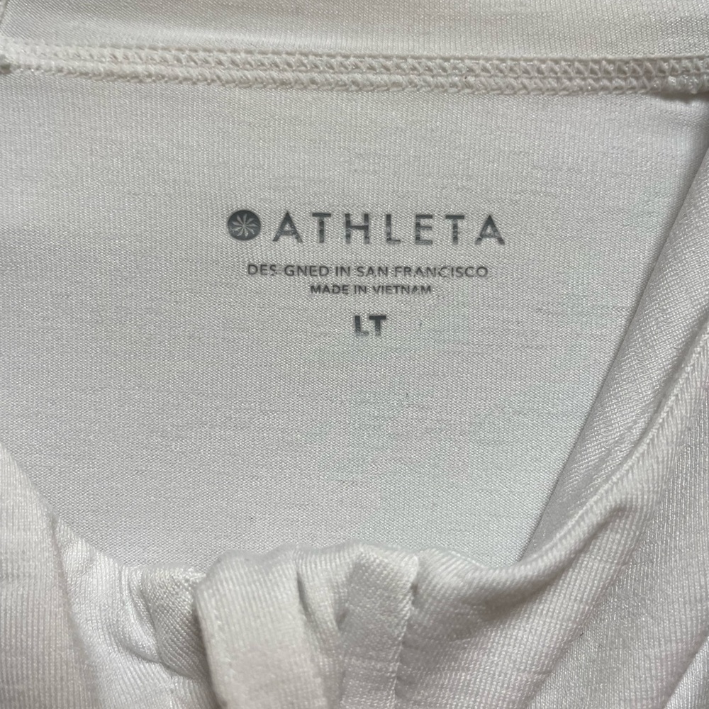 Athleta Large White Performance Knit Hoodie Large Pockets Thumb Holes - Picture 7 of 7